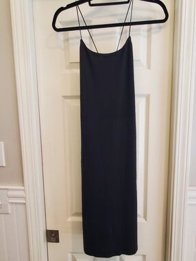 Brand New House Of Harlow Black Slip Midi Dress with Spaghetti Straps Size M